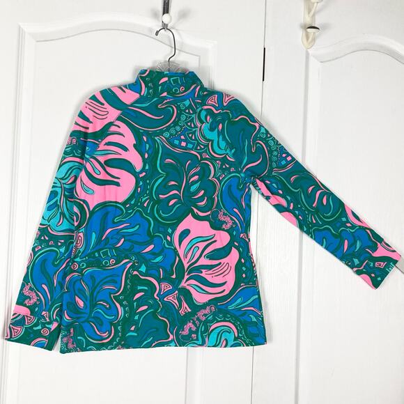 NWOT LILLY PULITZER Sweatshirt M Multicolor Floral-Leaf-Print “Skipper Popover” - Picture 2 of 12